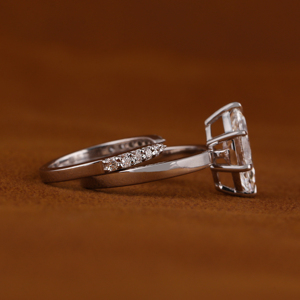 Anillo de diamante cultivado en laboratorio con corte marquesa alargado, certificado por IGI, con banda pavé, VVS, oro macizo de 14k, para mujer. - Product Image 2