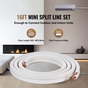 Set di tubi per mini-split da 16FT con isolamento a triplo strato, tubi in rame da 1/4 e 3/8 pollici D.E. per condizionamento e riscaldamento - Product Image 2