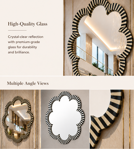 Miroir mural rond noir nuage, design galet, miroir décoratif pour salle de bain, chambre, salon, moderne et élégant, à fixer au mur, 32 pouces - Product Image 4