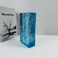 Bloc de verre texturé bleu clair à motif glace, personnalisé en usine, pour cloison de pièce moderne