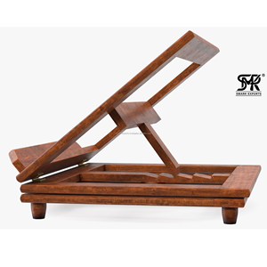 Eco-Friendly Multipurpose Wooden Book Stand Foldable Adjustable Quran Rehal Reading Holder for Bible Cookbook Laptop <b>Desk</b> Use - Product Image 1