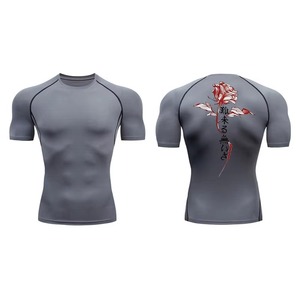 New Design Customized Sublimated Rashguard High Quality Polyester Men's Rashguard Short Sleeve Training Rashguard - Product Image 1