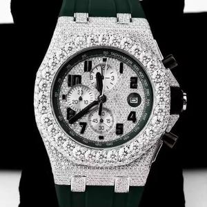 Montre de luxe en acier inoxydable argenté 925, sertie de moissanite et de diamants de qualité E, taille brillant ronde, vente en gros, fabricant - Product Image 2