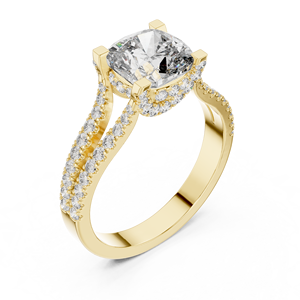 Bague de fiançailles en diamant de laboratoire taille carrée personnalisée en gros, certifiée IGI, or massif 14K 18K, avec pavé de diamants à queue fendue - Product Image 3