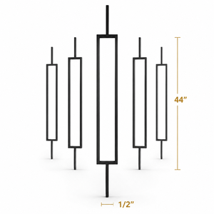 EFS Minimalist Iron Pipe Railing Baluster 44 in Matte Black Floor Mounted Stair Railings Handrail Spindle for Hotel & Villa - Product Image 1
