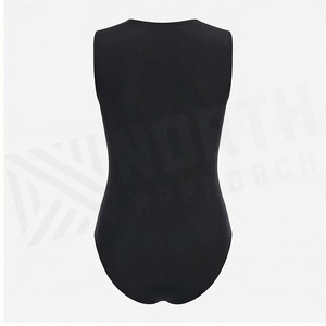 Traje de baño de una pieza con estampado floral para mujer, con cremallera frontal y ribete en contraste, ajuste regular, de spandex y poliéster. - Product Image 2