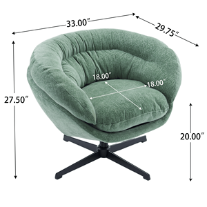Sedia da Ufficio COMFY in Metallo Nero, Rivestita in Ciniglia, Girevole a 360 Gradi, Poltrona Club/Accento con Cuscino Rimovibile per Soggiorno - Product Image 6