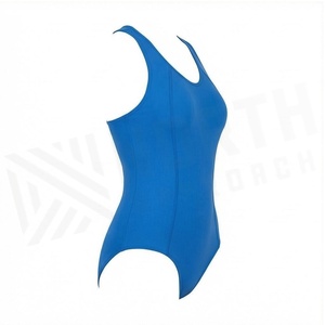 North Approach Women's One Piece Swimsuit Solid Blue Tank Top Swimwear Stretch Knitted Regular Fit - Product Image 3