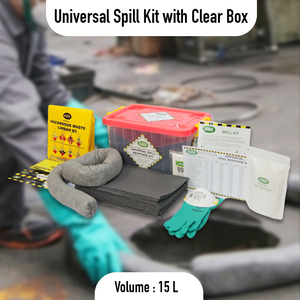 ชุดดูดซับสารเคมีอเนกประสงค์ 15 ลิตร พร้อมกล่องใส พกพาสะดวก สำหรับควบคุมการรั่วไหลของน้ำมัน สารเคมี และของเหลว ใช้ในอุตสาหกรรม - Product Image 2