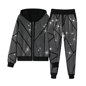 New Arrival Hot Sale Men Rhinestone Tracksuits Wholesale Custom Design Solid Printed Casual 100% Cotton - Product Image 1
