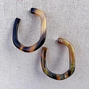 Pendientes de Aro de Cuerno de Búfalo, Ecológicos, Hechos a Mano, con Patrón de Caparazón de Tortuga, Pulidos, Artesanía Natural, Diseño Moderno, para Boda - Product Image 1