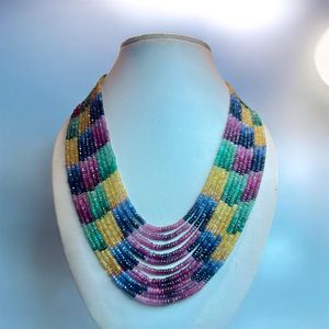 Natural Emerald <b>Ruby</b> Sapphire Multi Color Faceted Rondelle Beads 11 Strands TASBIYA GEMS Third Party Appraised <b>Necklace</b> Buy Now - Product Image 2
