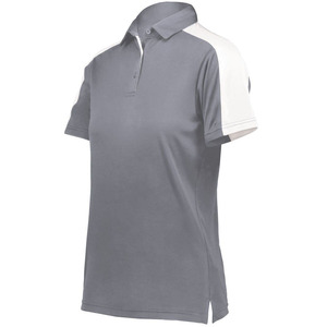 Women's Gray And Lime Green Color Blocked Polo Shirt Short Sleeve Casual Fit Quick Dry Knitted Fabric Polo Shirt For Online Sale - Product Image 5