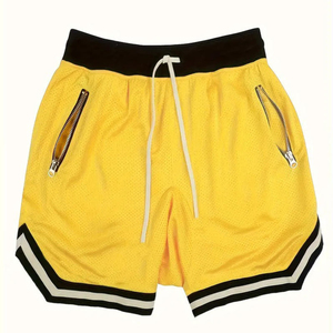 Shorts de basket-ball décontractés pour hommes, en mesh respirant, avec poche zippée, shorts de sport pour l'entraînement, logo personnalisé, séchage rapide - Product Image 1
