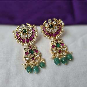 Designer Kemp Green <b>Pearl</b> Charm Earrings Gold Plated Women's Casual Wedding <b>Jewelry</b> - Product Image 2
