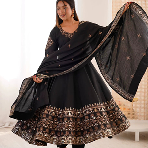 Kurta/Kurti Moderna de Seda Romana India/Pakistaní de Secado Rápido y Corte Regular para Mujer, Ideal para Bodas/Fiestas - Product Image 1