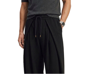 Men's Wide Leg Sweatpants <b>Elastic</b> Waist Drawstring Cotton Casual Pockets Lightweight Autumn Vintage Style Flat Front - Product Image 5