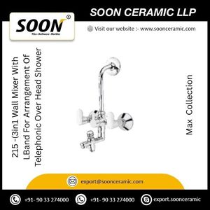 ก๊อกน้ำเซรามิก Soon Ceramic 215 แบบติดผนัง 3-in-1 สแตนเลส พร้อมก้านงอแบบ L และ 3 หัวจ่ายน้ำ สำหรับใช้ในห้องน้ำ - Product Image 2