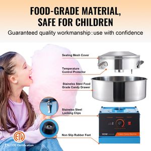 Máquina de algodón de azúcar comercial eléctrica de 1000W, tazón de acero inoxidable azul, cuchara de azúcar para fiestas de cumpleaños para niños, reuniones familiares - Product Image 4
