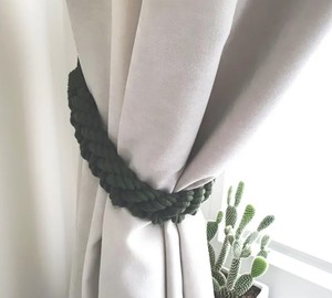 Dark Green Cotton Rope Curtain Tiebacks – Handmade Boho Farmhouse Curtain Holdbacks - Product Image 3