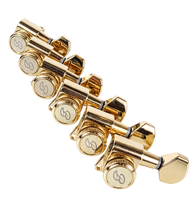 Afinadores de guitarra con bloqueo BBSTONE, fabricados en Corea, 6 en línea, relación de engranajes 20:1, estilo vintage dorado - Product Image 5