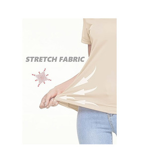 T-shirts à manches courtes en tissu de coton épais, coupe classique, fournisseur en gros en ligne, t-shirts pour femmes. - Product Image 6