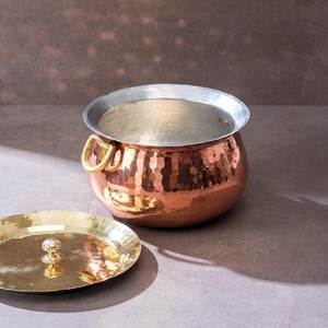 Hammered Brass Round Buffet Dish with Lid Handmade Food Serving Casserole Hotel Restaurant Kitchen Wholesale - Product Image 1