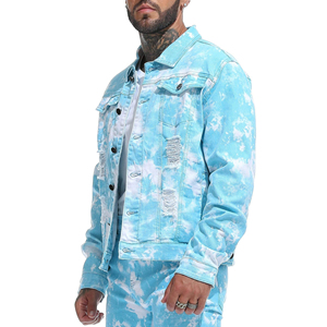 Veste en jean neuve pour homme, style délavé bleu, manches longues, confortable, pour tous les jours, idéale pour le streetwear. - Product Image 2