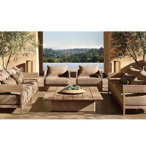 Fauteuil de salon d'extérieur moderne en bois, chaise longue rembourrée pour patio, canapé de jardin pour villa, hôtel, balcon - Product Image 4