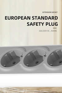 Materiales de Ingeniería para la Prevención de Incendios, Enchufe de Sobremesa Serie NOVA 2026, Nuevo Diseño, 3 Vías, 16A, Interruptor de Sobrecarga - Product Image 5