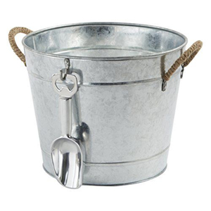 Vintage Finish Metal Ice Bucket Set With Metal Ice Scoop <b>Drink</b> <b>Cooler</b> Pail For Outdoor Events Weddings And Home Bar Accessories - Product Image 1