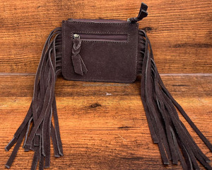 Haute qualité Vintage Style personnalisé botte point daim cuir frange fermeture éclair porte-monnaie pour les femmes en cuir véritable pochette d'argent - Product Image 5