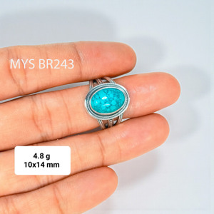 แหวนเงินแท้ประดับพลอยเทอร์ควอยซ์ทำมือ ราคาขายส่ง แหวนเงินแท้ 925 และเครื่องประดับ - Product Image 1
