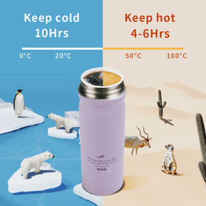 Thermos moderne en acier inoxydable 12 oz/380 ml avec doublure en porcelaine à double paroi, isolation sous vide 4-6 heures, chaud/froid, compatible eau bouillante, couvercle à rabat - Product Image 4