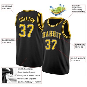 Camiseta de Baloncesto Personalizada con Diseño de Chimpancés, Negra, Dorada y Blanca, Auténtica, de Malla Transpirable, sin Mangas, con Cuello, de Poliéster/Algodón - Product Image 5