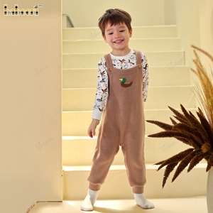 Tricot dépouillé 100% coton Longall garçon ensemble brodé canard ODM/OEM automne bébé barboteuses manches longues OEKO-TEX certifié décontracté - Product Image 3