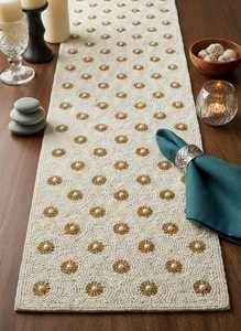 Luxury Rectangular Beaded Table Runner Fabric <b>Mats</b> Handmade Gold Silver Wave Design Durable Eco-Friendly - Product Image 4