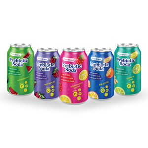 เครื่องดื่มอัดลมพรีไบโอติก 330 มล. รสแตงโม ราสเบอร์รี่ เลมอน ส้ม มะนาว  มีตัวอย่างฟรี รับผลิตแบบ OEM คุณภาพสูง - Product Image 1