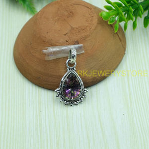 Colgante de Topacio Místico Arcoíris, Colgante de Plata de Ley 925, Colgante Hecho a Mano, Colgante Minimalista, Joyería de Regalo de Topacio Místico - Product Image 6