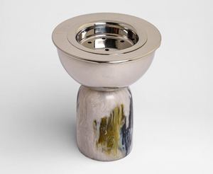 Brûleur d'encens Bakhoor moderne en marbre avec bol en acier inoxydable, brûleur d'Oud arabe, support de parfum d'intérieur de luxe, décoration du Ramadan - Product Image 1