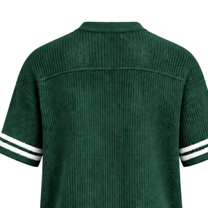 Camiseta Deportiva Verde Bosque de Punto con Cuello en V, Manga Corta, Ribete a Rayas, Personalizable, Transpirable, Holgada, Informal, para Equipo Atlético - Product Image 3