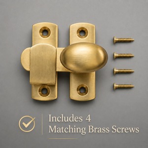 SHUBHAM Modern Handmade Brass Cabinet Turn Latch Oval Knob Furniture Lock Door Mount <b>Hardware</b> for Kitchen Bathroom Bedroom - Product Image 4