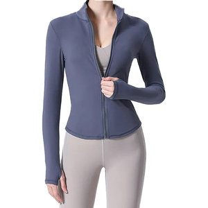 Women's <b>Mock</b> <b>Neck</b> Long Sleeve Yoga <b>Top</b> Solid Color Breathable Spandex Polyester Fitness Regular Fit Fitness Jacket For Women - Product Image 1