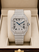 Montre de luxe Citizen à quartz, entièrement sertie de moissanite VVS, boîtier à vis, cadran pavé chiffres romains, aiguilles bleues, date, style simple et tendance