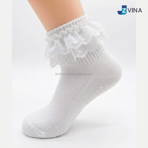 Custom Women Ankle <b>Socks</b> <b>Lace</b> Ruffle Anti-Slip Dot Sole Spandex/Nylon/Cotton Compression Breathable Elegant Style Summer Daily - Product Image 1