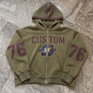 Sudadera con Capucha Amarilla con Cierre, Estampado Brillante con Logotipo de Galaxia, Unisex, Casual, Transpirable, Tejida, Oversize, Vintage, Poliéster/Algodón - Product Image 3