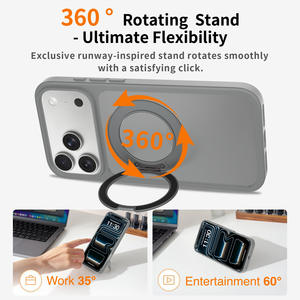 Étui magnétique en TPU mat avec protection à 360° °   Coque de protection antichoc avec support rotatif pour iPhone 16/17 Pro Max - Product Image 5