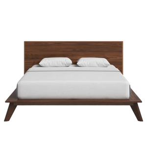 Cama de plataforma de madera maciza moderna de mediados de siglo de alta calidad con diseño suave de patas cónicas de perfil bajo - Product Image 2