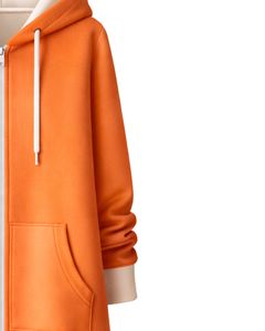 Sudadera con capucha larga naranja para mujer, abrigo de invierno con forro polar y bolsillos tipo canguro, ropa casual cálida, fabricación OEM personalizada - Product Image 5
