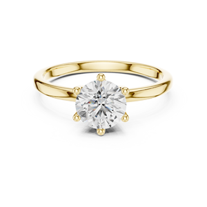 Bague de fiançailles solitaire ronde plaquée or jaune de luxe pour femme, bijou classique minimaliste pour mariage ou promesse, cadeau - Product Image 5